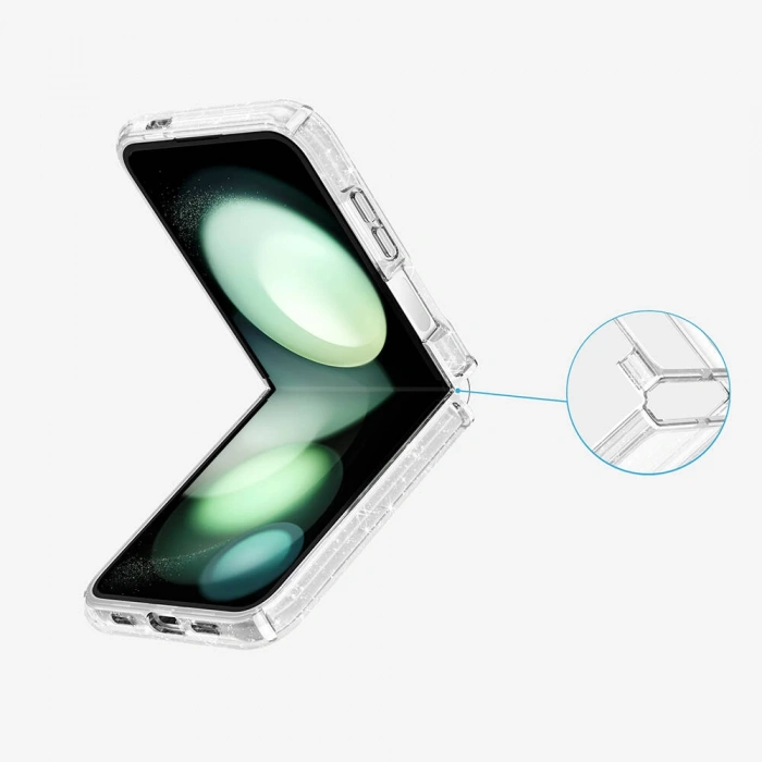 Galaxy Z Flip 6 Kılıf M-safe Şarj Özellikli Parlayan Simli Saydam Renkli Zore Allstar Kapak