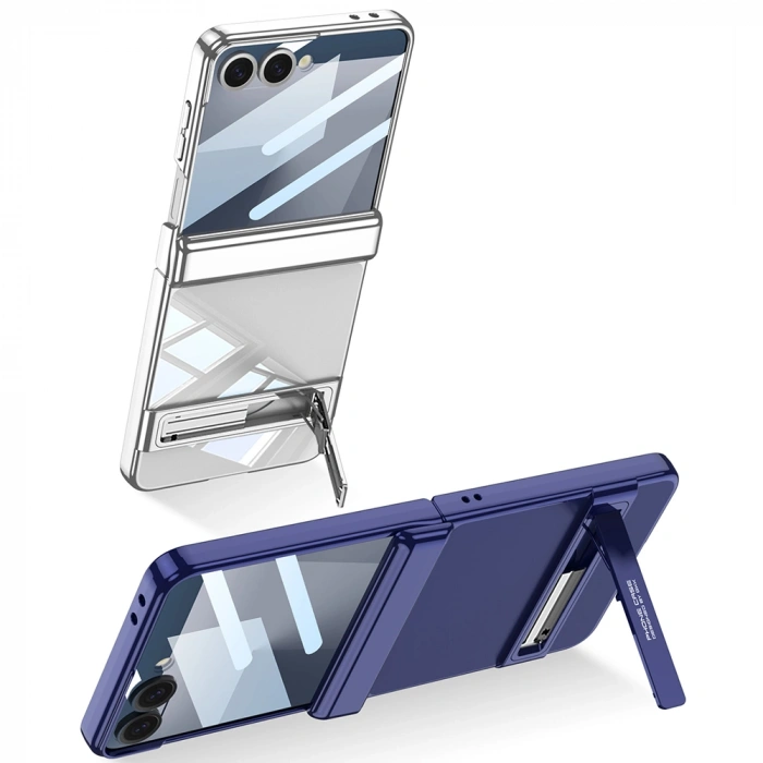 Galaxy Z Flip 7 Kılıf Kamera Korumalı Şeffaf Tasarımlı Zore Lego Standlı Kapak