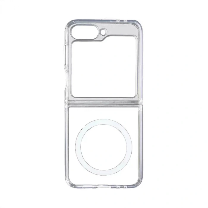 Galaxy Z Flip 7 Kılıf M-safe Şarj Özellikli Şeffaf Sert PC Zore Embos Kapak