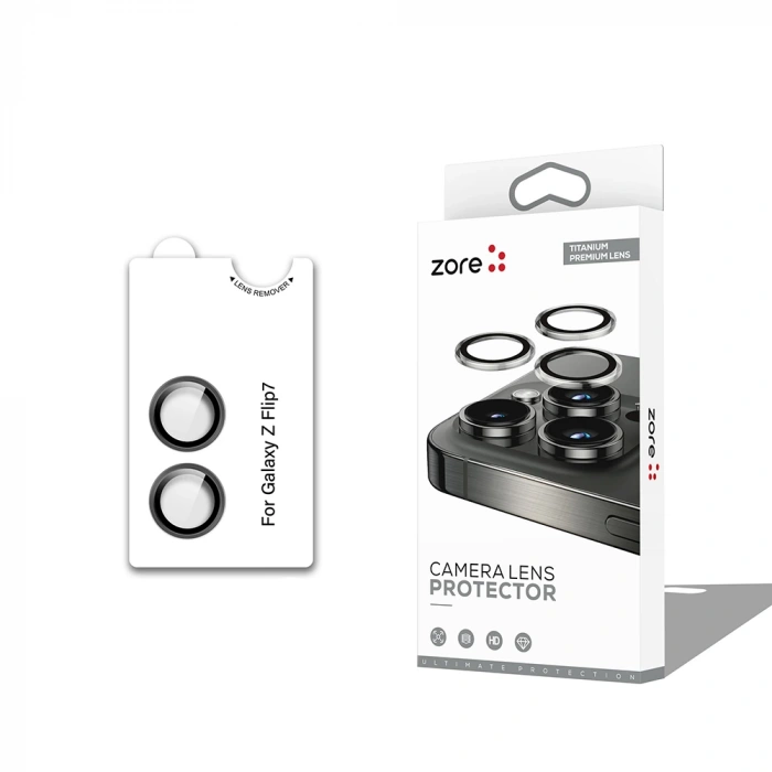 Galaxy Z Flip 7 Zore CL-12 Premium Safir Parmak İzi Bırakmayan Anti-Reflective Kamera Lens Koruyucu