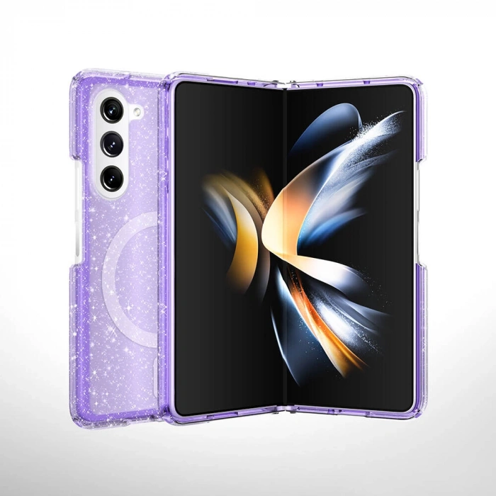 Galaxy Z Fold 6 Kılıf M-safe Şarj Özellikli Parlayan Simli Saydam Renkli Zore Allstar Kapak