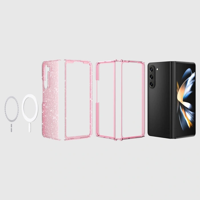 Galaxy Z Fold 6 Kılıf M-safe Şarj Özellikli Parlayan Simli Saydam Renkli Zore Allstar Kapak