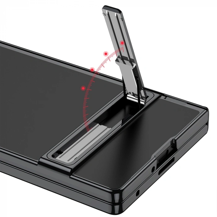 Galaxy Z Fold 7 Kılıf Kamera Korumalı Şeffaf Tasarımlı Zore Lego Standlı Kapak