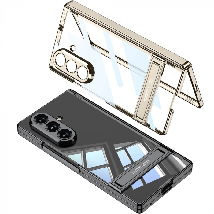 Galaxy Z Fold 7 Kılıf Kamera Korumalı Şeffaf Tasarımlı Zore Lego Standlı Kapak