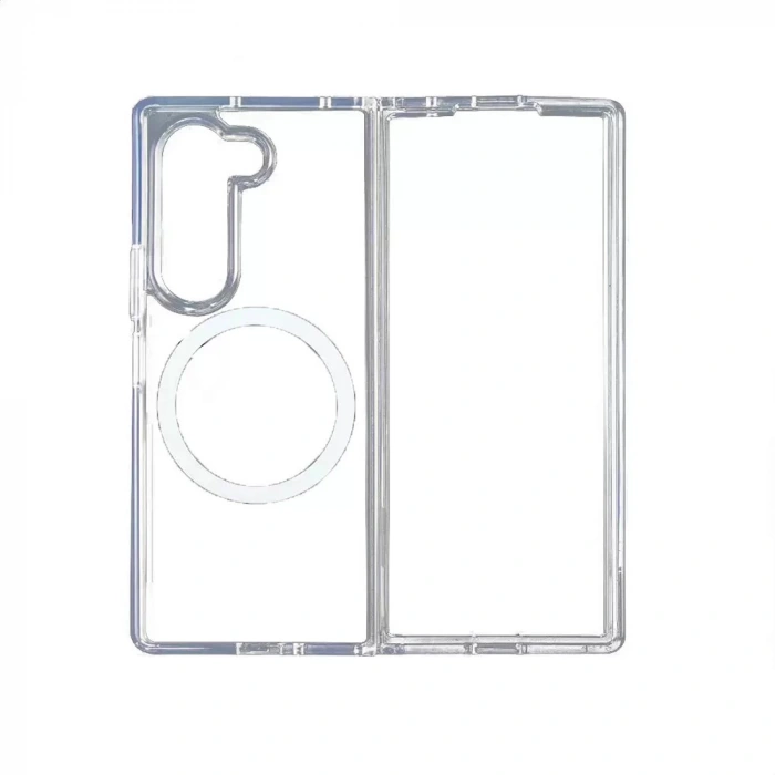 Galaxy Z Fold 7 Kılıf M-safe Şarj Özellikli Şeffaf Sert PC Zore Embos Kapak