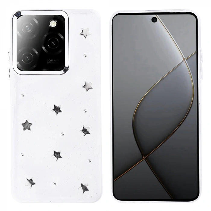 İnfinix Hot 40 Kılıf Airbag Tasarımlı Simli Şeffaf Zore Kutup Kapak