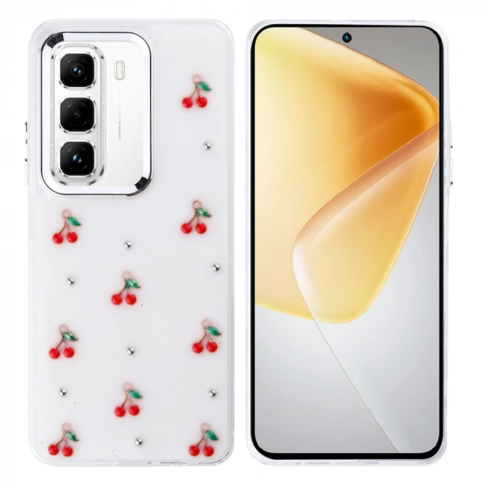 İnfinix Hot 50 Pro 4G Kılıf Airbag Tasarımlı Simli Şeffaf Zore Kutup Kapak