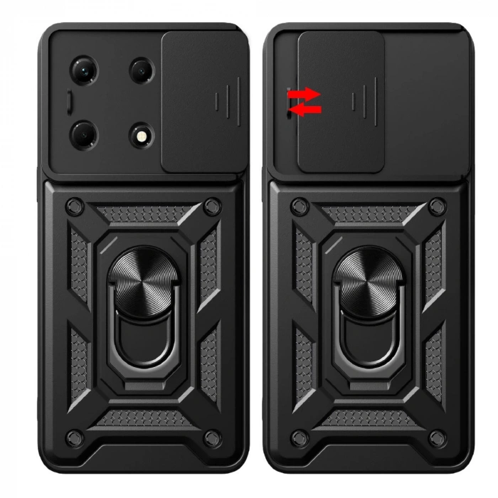 İnfinix Note 30 VIP Kılıf Magnetik Standlı Kamera Korumalı Zore Sürgülü Vega Kapak