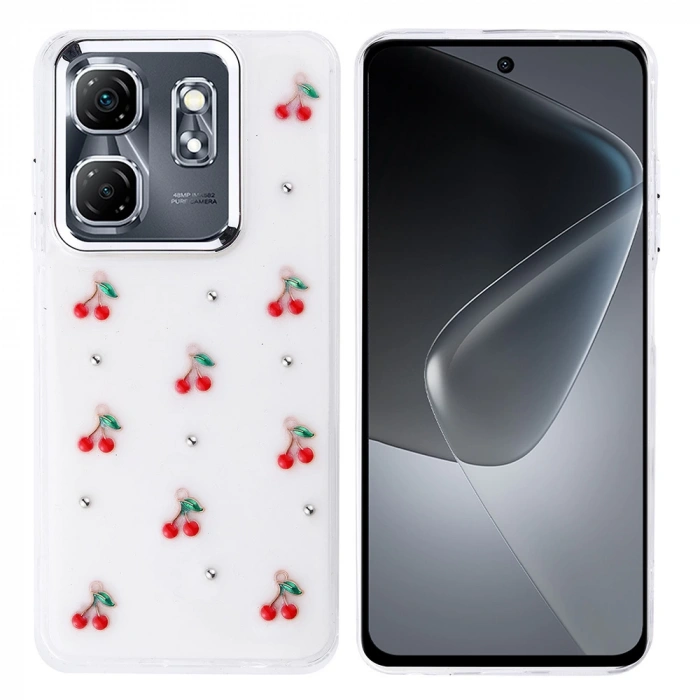 İnfinix Smart 9 Kılıf Airbag Tasarımlı Simli Şeffaf Zore Kutup Kapak