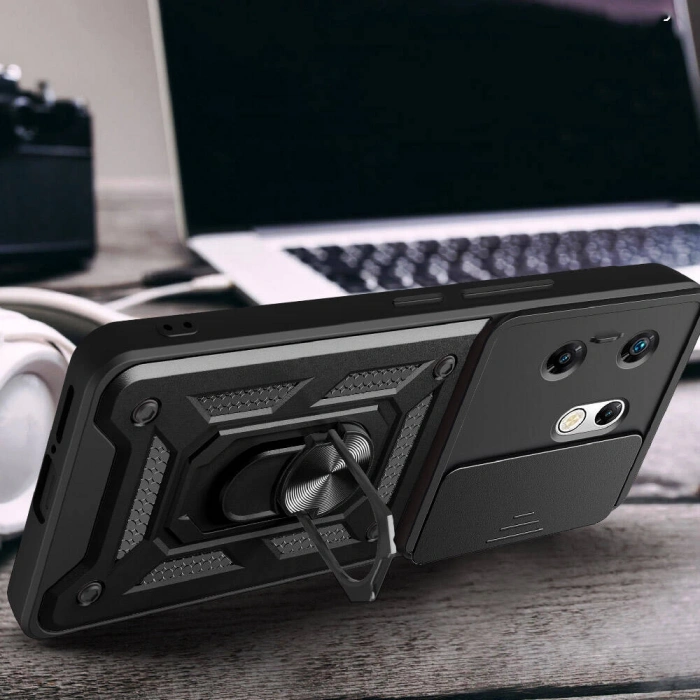 İnfinix Zero 30 4G Kılıf Magnetik Standlı Kamera Korumalı Zore Sürgülü Vega Kapak