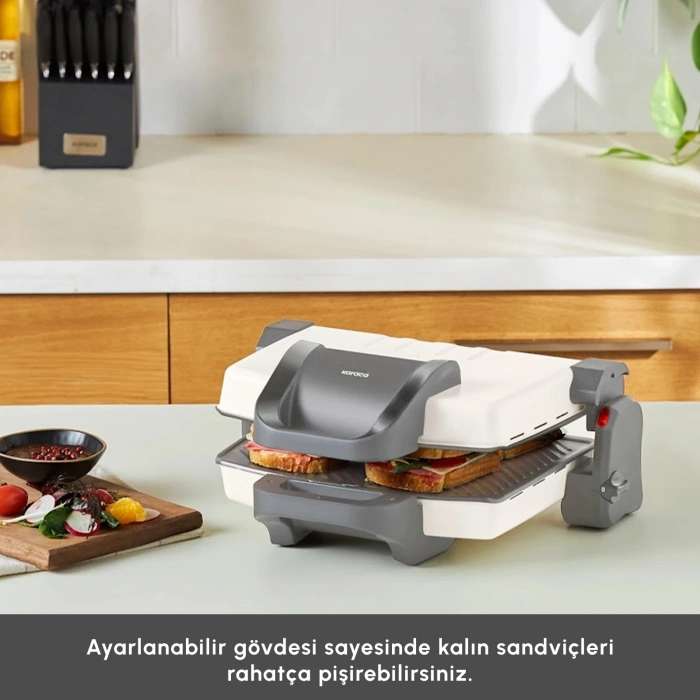 Karaca Swiss 4 Dilim Kapasiteli Izgara ve Tost Makinesi 1800W - Krem