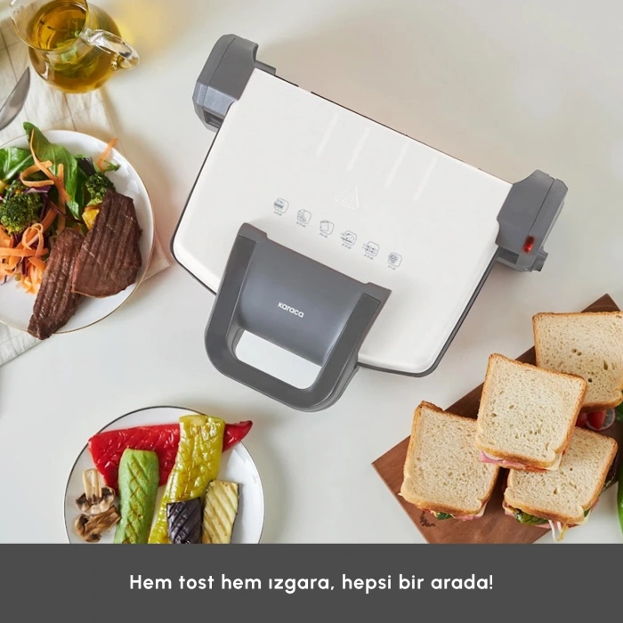 Karaca Swiss 4 Dilim Kapasiteli Izgara ve Tost Makinesi 1800W - Krem