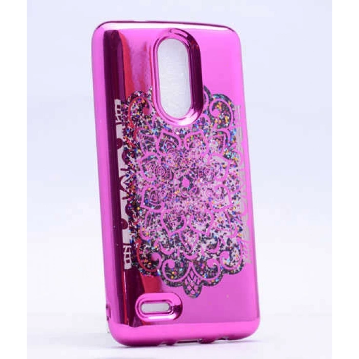 LG K10 2017 Kılıf Zore Lazer Çiçekli Sıvılı Silikon