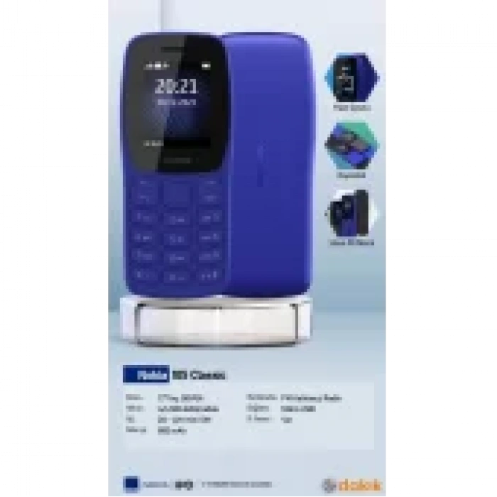 Nokia 105 Classic TA-1416 Tuşlu Cep Telefonu Mavi ( Nokia Türkiye Garantili )