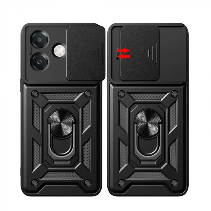 Oppo A3 Kılıf Magnetik Standlı Kamera Korumalı Zore Sürgülü Vega Kapak