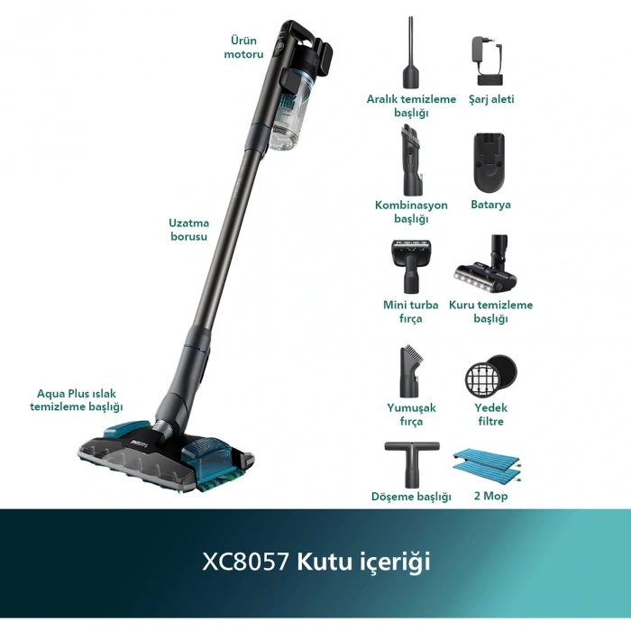 Philips XC8057/01 8000 Serisi Kablosuz Dikey Elektrikli Süpürge