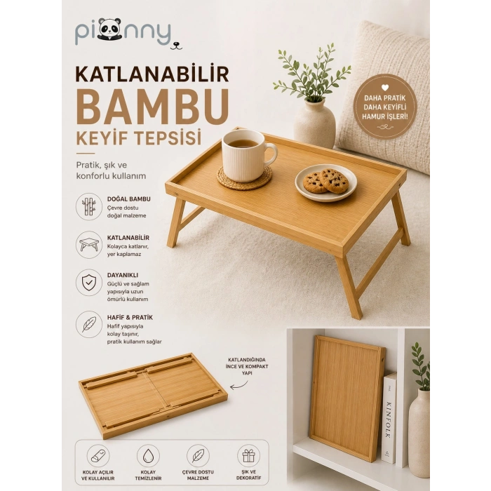 Pionny Katlanabilir Bambu Keyif Tepsisi