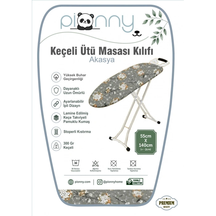 Pionny Keçeli Ütü Masası Kılıfı - 55x140 cm - Akasya