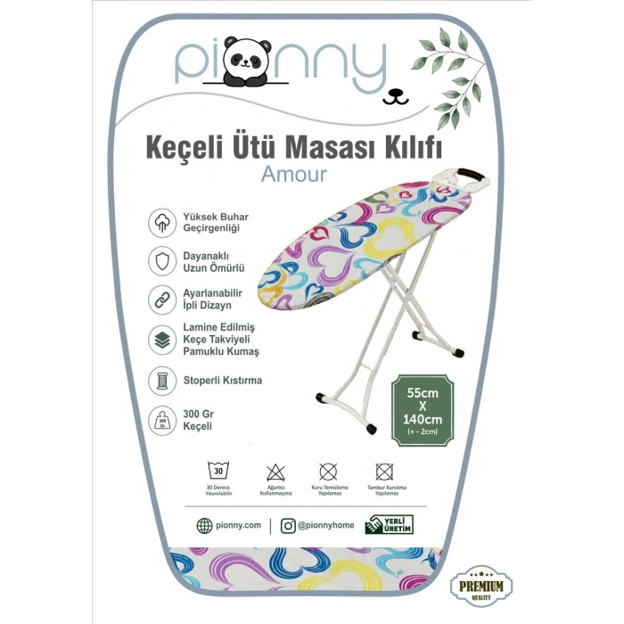 Pionny Keçeli Ütü Masası Kılıfı - 55x140 cm - Amour