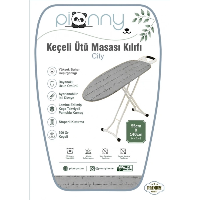 Pionny Keçeli Ütü Masası Kılıfı - 55x140 cm - City