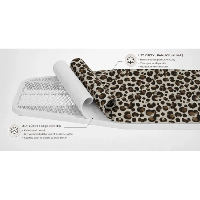 Pionny Keçeli Ütü Masası Kılıfı - 55x140 cm - Leopar