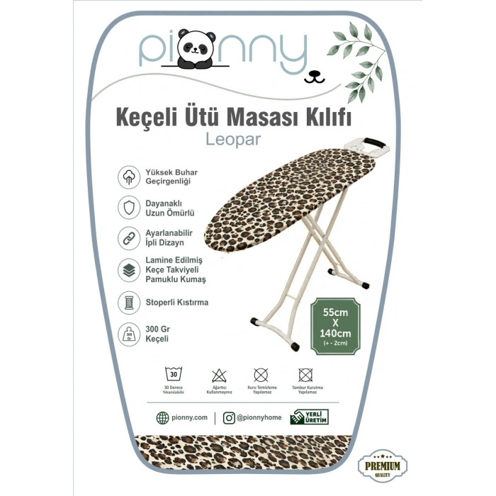 Pionny Keçeli Ütü Masası Kılıfı - 55x140 cm - Leopar