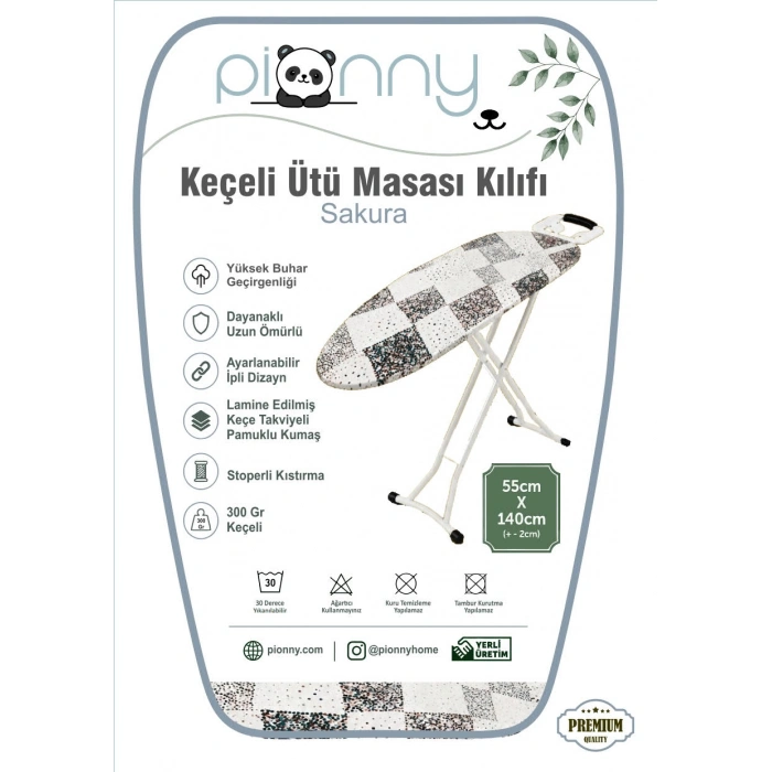 Pionny Keçeli Ütü Masası Kılıfı - 55x140 cm - Sakura