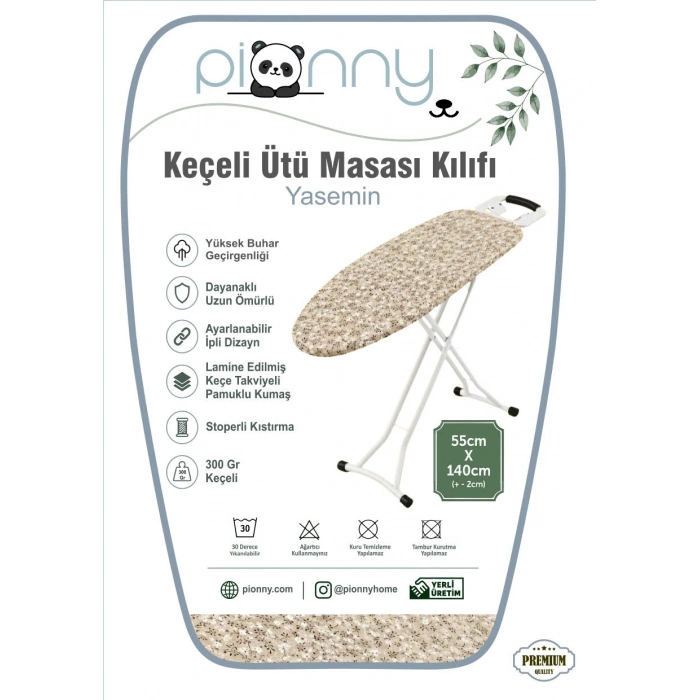 Pionny Keçeli Ütü Masası Kılıfı - 55x140 cm - Yasemin