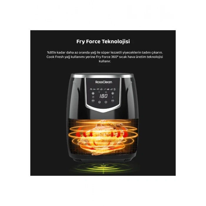 RossClean Cook Fresh 5,5L Dijital Airfryer Fritöz