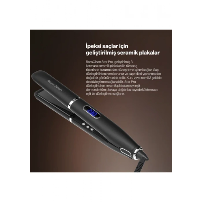 RossClean Favored Star Pro 2in1 LED Ekranlı Saç Düzleştirici