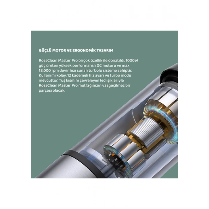 RossClean Master Pro El Blenderi 1000W Beyaz