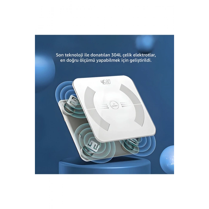 RossClean Smart Life 2 Yağ Ölçer Fonksiyonlu Akıllı Bluetooth Tartı Beyaz