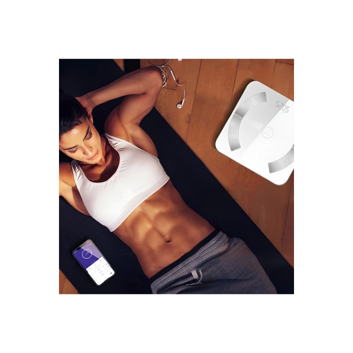 RossClean Smart Life 2 Yağ Ölçer Fonksiyonlu Akıllı Bluetooth Tartı Beyaz