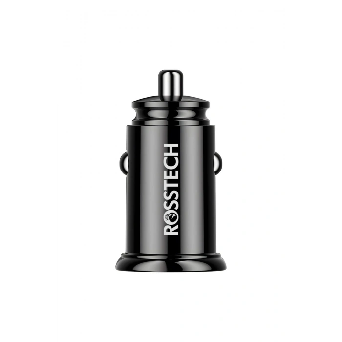 Rosstech 20w PD + Usb-A Quick Charge 3.0 Süper Hızlı Dual Port Araç Çakmaklık Şarj Cihazı Siyah