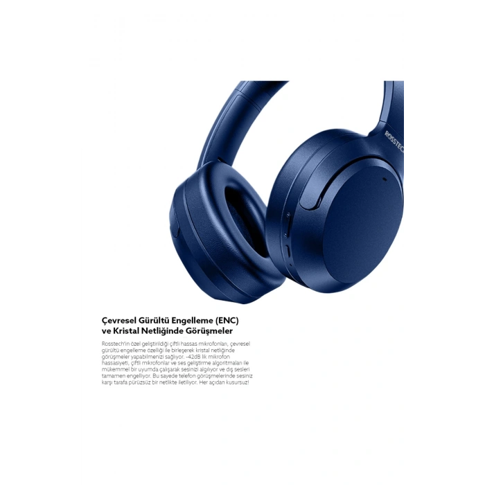 Rosstech Sounparty Rs-600 ANC Mikrofonlu Bluetooth 5.3 Kulaküstü Kulaklık Mavi
