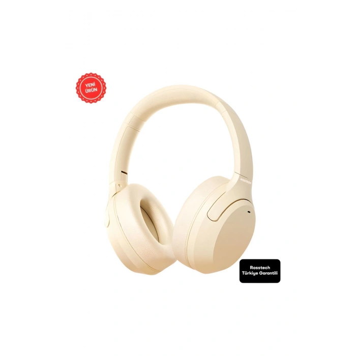 Rosstech Sounparty Rs-600 ANC Mikrofonlu Bluetooth 5.3 Kulaküstü Kulaklık Krem