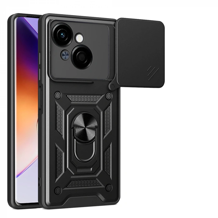 Tecno Spark Go 1 2025 Kılıf Magnetik Standlı Kamera Korumalı Zore Sürgülü Vega Kapak