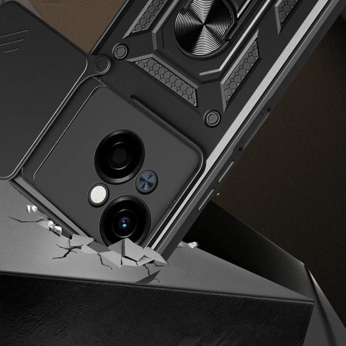 Tecno Spark Go 1 2025 Kılıf Magnetik Standlı Kamera Korumalı Zore Sürgülü Vega Kapak