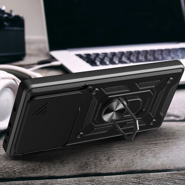 Tecno Spark Go 1 2025 Kılıf Magnetik Standlı Kamera Korumalı Zore Sürgülü Vega Kapak