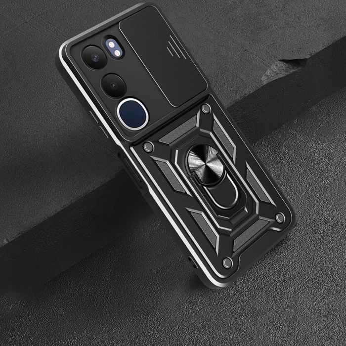 Vivo Y19S Kılıf Magnetik Standlı Kamera Korumalı Zore Sürgülü Vega Kapak