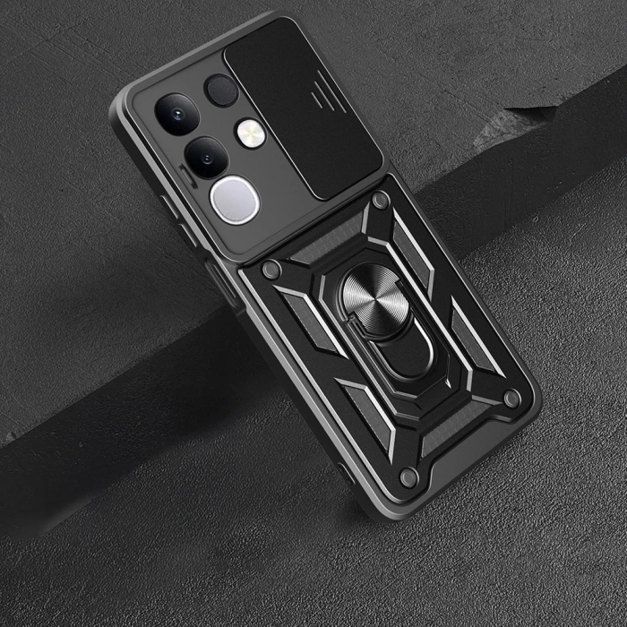 Vivo Y29 4G Kılıf Magnetik Standlı Kamera Korumalı Zore Sürgülü Vega Kapak