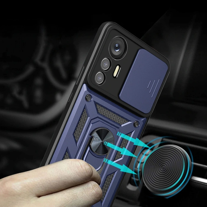 Xiaomi Mi 12 Lite Kılıf Magnetik Standlı Kamera Korumalı Zore Sürgülü Vega Kapak