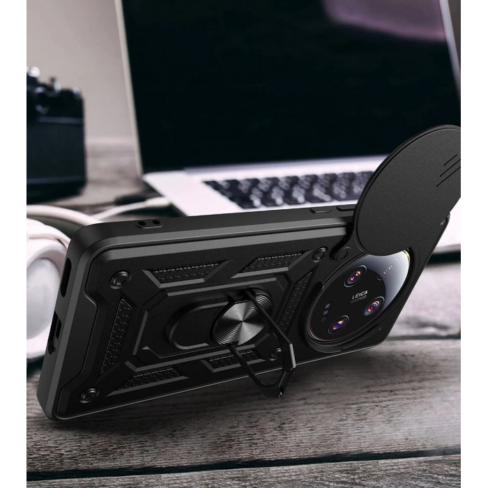 Xiaomi Mi 13 Ultra Kılıf Magnetik Standlı Kamera Korumalı Zore Sürgülü Vega Kapak