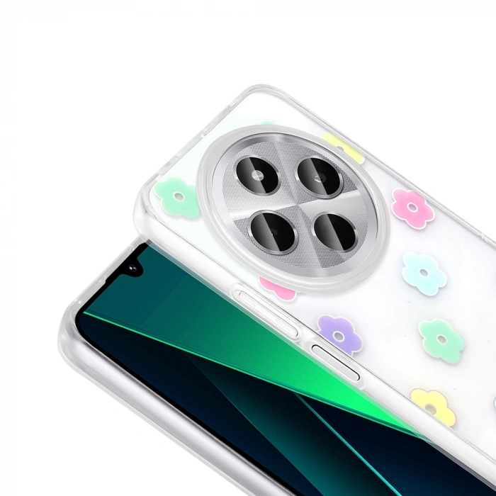 Xiaomi Redmi 14C 4G Kılıf Şeffaf Figürlü Zore Folk Sert Kapak