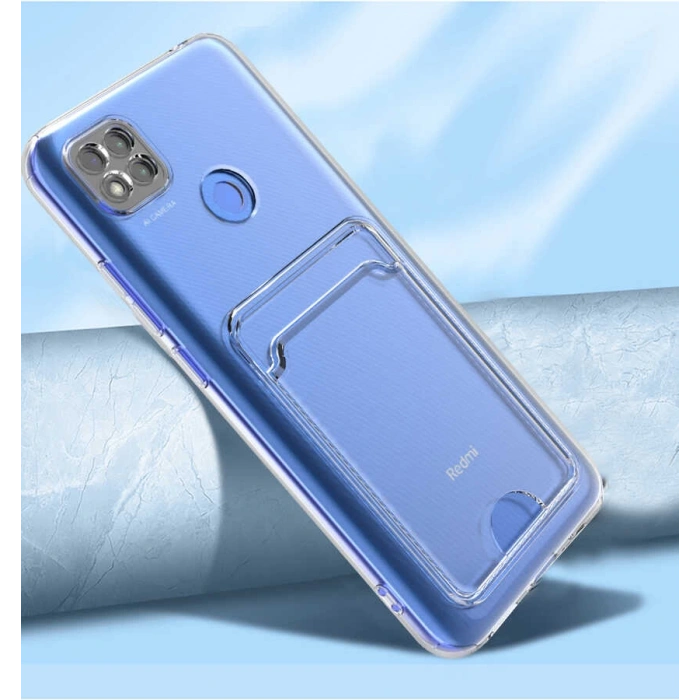 Xiaomi Redmi 9C Kılıf Kartlıklı Şeffaf Zore Setra Clear Silikon Kapak