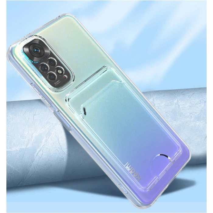 Xiaomi Redmi Note 11 Pro 5G Kılıf Kartlıklı Şeffaf Zore Setra Clear Silikon Kapak