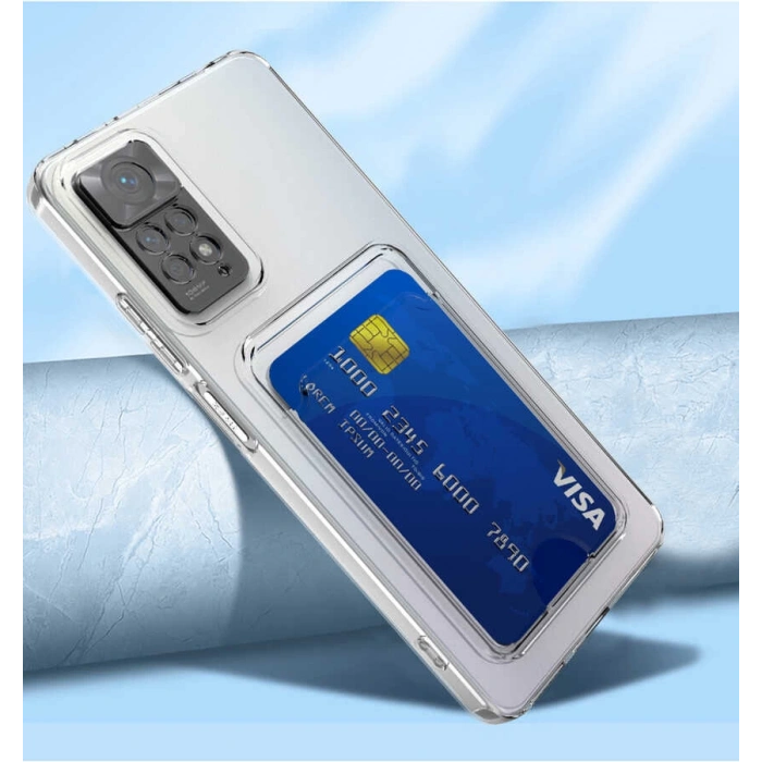 Xiaomi Redmi Note 11S Global Kılıf Kartlıklı Şeffaf Zore Setra Clear Silikon Kapak