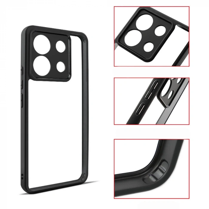 Xiaomi Redmi Note 13 Pro 5G Kılıf Kamera Korumalı Şeffaf Arka Yüzey Zore New Roll Kapak