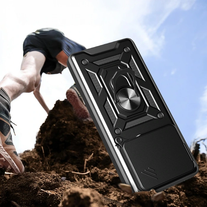 Xiaomi Redmi Note 14 4G Kılıf Magnetik Standlı Kamera Korumalı Zore Sürgülü Vega Kapak