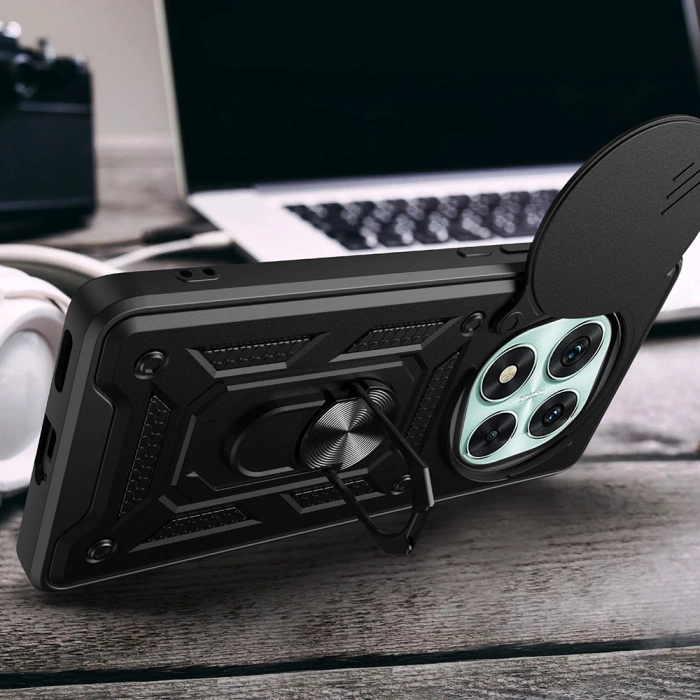 Xiaomi Redmi Note 14 Pro 5G Kılıf Magnetik Standlı Kamera Korumalı Zore Sürgülü Vega Kapak